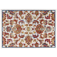 Modway - Entourage Treillis floral vintage Azami Vieilli Tapis de comédie 8 pi l x 10 pi L - Ivoire Bleu Orange Jaune Rouge-Tapis vintage en treillis floraux vieillis