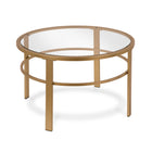 Hudson&Canal - Table basse ronde gigogne Gaia - Laiton-La plus grande table mesure 91 cm de diamètre et 47 cm de hauteur, la plus petite mesure 68 cm de diamètre et 41 cm de hauteur