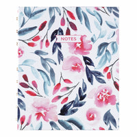 Blueline - Cahier de notes NotePro à couverture rigide Collection Fashion - 9-1/4 po x 7-1/4 po - Fleurs Tranquilles-Reliure spirale double, dorée