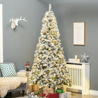 HOMCOM - Arbre de Noël artificiel floqué de neige de 7 - 5 pieds avec lumières-Vaporisé de neige artificielle pour donner un aspect hivernal 