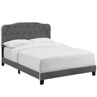 Modway - Amelia Performance Velvet Lit plein, Gris-Tête de lit capitonnée à boutons rembourrés