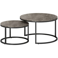 HOMCOM - Tables gigognes rondes 31 po avec plateau effet marbre - gris - Paquet de 2-Comprend deux tables basses, un ajout parfait à votre maison