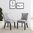 Modway - Marquis Tissu Fauteuil d’appoint de salle à manger Ensemble de 2 - Gris clair-Pattes en caoutchouc noir