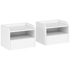 HOMCOM - Tables de chevet flottantes avec station de recharge - blanc - lot de 2-La station de charge intégrée garde vos appareils alimentés et prêts à l’emploi