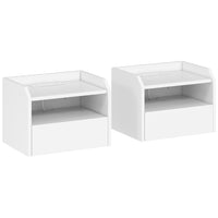 HOMCOM - Tables de chevet flottantes avec station de recharge - blanc - lot de 2-La station de charge intégrée garde vos appareils alimentés et prêts à l’emploi