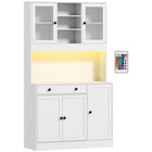 HOMCOM - Armoire de cuisine avec éclairage LED et buffet de rangement - blanc-Bande lumineuse LED alimentée par USB offrant 16 couleurs, 16 niveaux de luminosité et quatre modes d'éclairage (flash, stroboscope, fondu, doux) pour un éclairage personnalisé 
