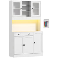 HOMCOM - Armoire de cuisine avec éclairage LED et buffet de rangement - blanc-Bande lumineuse LED alimentée par USB offrant 16 couleurs, 16 niveaux de luminosité et quatre modes d'éclairage (flash, stroboscope, fondu, doux) pour un éclairage personnalisé 