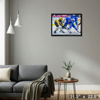 Auston Matthews 20x29 vs Crosby Toronto Maple Leafs and Pittsburgh Penguins - Toile encadree - 31" x 22"-Prêt à accrocher - livré entièrement assemblé
