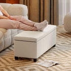 HOMCOM - Banc ottoman de rangement 44 po avec couvercle et pieds - beige-Structure en acier stable offrant un soutien solide et fiable 