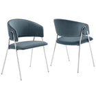 Modway - Nella Rembourré Performance Velvet Chaise à manger Ensemble de 2 - Cadet Blue-Ensemble de 2 chaises de salle à manger d’accent