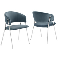 Modway - Nella Rembourré Performance Velvet Chaise à manger Ensemble de 2 - Cadet Blue-Ensemble de 2 chaises de salle à manger d’accent