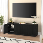 Hudson&Canal - Meuble TV Easton pour téléviseurs jusqu'à 75" - Grain noir-Dimensions du produit : 15,5" L x 68" l x 24" H