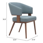 Zuo - Poise Chaise de salle à manger - Gris azur/Noyer-6
