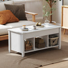 HOMCOM - Table basse relevable avec rangement - blanc-Table basse à plateau relevable avec espace de rangement caché pour stocker vos objets domestiques