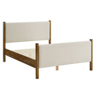 Modway - Maven Taille reine Tissu tapis Lit de plateforme, Noyer d’ivoire-Cadre de lit en bois