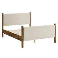 Modway - Maven Taille reine Tissu tapis Lit de plateforme, Noyer d’ivoire-Cadre de lit en bois