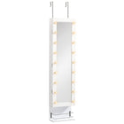 HOMCOM - Armoire à bijaux miroir - 12,5 po L x 5,3 po l x 51,2 po H - blanc-Fabriqué en panneau MDF, solide et durable 