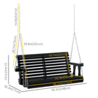Outsunny - Balancelle 2 places avec porte-gobelet et chaînes pour jardin ou terrasse, noir-Porte-gobelet de chaque côté des accoudoirs pour poser vos boissons
