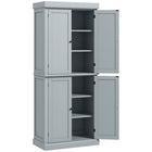 HOMCOM - Armoire de cuisine autoportante à 4 portes avec étagères - gris-L'étagère à 6 niveaux offre suffisamment d'espace pour ranger les ustensiles de cuisine, la vaisselle, les appareils électroménagers et les produits secs 