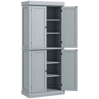 HOMCOM - Armoire de cuisine autoportante à 4 portes avec étagères - gris-L'étagère à 6 niveaux offre suffisamment d'espace pour ranger les ustensiles de cuisine, la vaisselle, les appareils électroménagers et les produits secs 