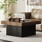 HOMCOM - Table basse carrée avec éclairage LED - noyer-La grande surface de 35,4 po x 35,4 po (90 x 90 cm) offre amplement d’espace pour les jeux et la convivialité