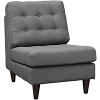 Modway - Empress Tissu rembourré Chaise longue - Gris-Chaise sans accoudoir moderne du milieu du siècle