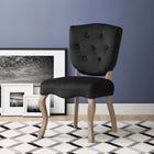 Modway - Array Français vintage Performance Velvet Fauteuil d’appoint de salle à manger - Noir-Dossier de siège touffé à boutons