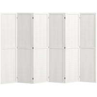 HOMCOM - Séparateur de pièce autoportant à 6 panneaux avec panneau perforé pour chambre, bureau intérieur - blanc-Conception à six panneaux, idéale pour créer un espace personnel ou diviser de grandes pièces  
