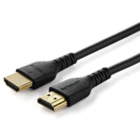 StarTech - Câble HDMI mince de 3 pi (1 m) - noir-HDMI 2.0 certifié Premium avec Ethernet : Le câble HDMI prend en charge la visualisation 4K et l’audio immersif, offrant 4K 60Hz (jusqu’à 4096x2160p), une bande passante de 18 Gbps, HDR10, des formats ultra-larges et un son surround 32 canaux incluant Dolby Atmos et TrueHD
