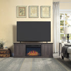 Manhattan Comfort - Ensemble de 2 cheminées modernes Franklin 60 po - Noir et brun-Recommandé pour un téléviseur jusqu'à 56 pouces