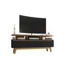 Manhattan Comfort - Meuble TV Yonkers 62,99 po style Mid-Century Modern - Noir et Cannelle-Assemblage à domicile requis Tout le matériel inclus