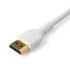 StarTech - 6 pi (2 m) Slim câble HDMI - blanc-Matériaux ultra-durables : le cordon HDMI avec conception en fibre d’aramide offre une durabilité extrême, augmentant la résistance à la traction pour pouvoir le tirer dans des espaces étroits et dans des virages extrêmes, Le papier d’aluminium Al-Mylar avec tresse protège contre les EMI pour assurer une intégrité fiable du signal