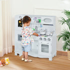Qaba - Grande cuisine pour enfants avec téléphone, distributeur d'eau, ensemble de cuisson simulé - blanc-Design coloré avec une structure riche 