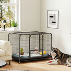 PawHut - Cage pour chien robuste, grande cage pour chien avec roulettes et plateau-Une porte d’alimentation séparée permet de remplir rapidement sans laisser sortir votre chien malin 
