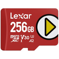 Lexar - PLAY Speed Pump carte mémoire MicroSDXC - 256Go - Rouge-Vitesses de transfert rapides pour un temps de chargement rapide jusqu'à 205 Mo/s