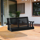 Outsunny - Balancelle 2 places avec porte-gobelet et chaînes pour jardin ou terrasse, noir-Conception deux places offrant de la place pour se détendre avec un ami ou profiter de beaucoup d'espace pour soi
