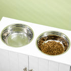PawHut - Gamelles surélevées pour chien, station d’alimentation avec support - blanc-S'accorde avec votre ensemble de table de cuisine 