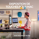 Logitech - MX Mechanical Mini pour Mac Clavier Sans Fil Illumine - Boutons Tactiles Silencieux - Gris (Pale Grey)-Frappe Mecanique Precise et Silencieuse : les boutons mecaniques tactiles silencieux offrent un effet tactile satisfaisant pour un retour precis, une reinitialisation reactive et une frappe fluide