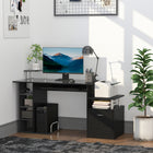 HOMCOM - Bureau d'ordinateur avec support d'écran et plateau à clavier - 59,75 po L x 23,5 po l x 34,75 po H - noir-Plusieurs options de rangement pour imprimantes, papiers, fournitures d’écriture et objets divers