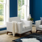 Modway - Chance Tissu rembourré Fauteuil - Blanc-Tissu polyester doux pour tissu