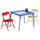 Flash Furniture – Ensemble coloré 3 pièces de 20 1/4 (po) pour enfants avec table pliante et chaise, bleu/rouge/jaune-Parfait pour la lecture, l'artisanat et la restauration