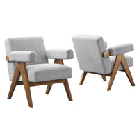 Modway - Lyra Tissu Fauteuil - Tissu gris clair - Ensemble de 2-Conception ergonomique pour le confort