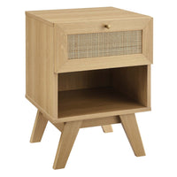 Modway - Soma 1-Tiroir Table de chevet, Chêne-Table de chevet moderne à un tiroir