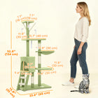 PawHut - Arbre à chat 53 po avec condo, grand centre d’activités pour chaton - vert-Les poteaux à griffer en sisal encouragent l'instinct naturel de griffade de votre chat 