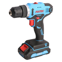 Fixtec - Kit de perceuse sans fil 20V avec batterie, chargeur et 221 accessoires-Cette perceuse-visseuse sans fil avec fonction percussion est équipée d'une lumière LED intégrée près du mandrin.
