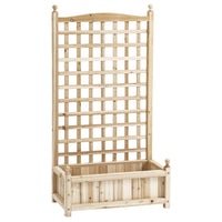 Outsunny - jardinière surélevée avec treillis pour plantes grimpantes - bois naturel-Le cadre en treillis permet d’installer des plantes grimpantes ou de suspendre de petits pots de fleurs
