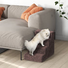 PawHut - Escalier pour animaux à 4 marches, escalier pour chat, pour grimper sur le lit - brun-Matériaux : Panneau de particules, Polyester 