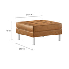 Modway - Loft Touffe Cuir végane Ottoman - Silver Tan-Sellerie lisse en cuir synthétique