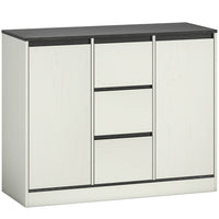 HOMCOM - Bahut buffet 39,4 po L avec portes à fermeture douce - grain de bois blanc-Offre un grand espace de rangement avec trois tiroirs et deux armoires pour une maison sans encombrement 
