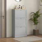 HOMCOM - Armoire à chaussures moderne avec 3 tiroirs basculants pour 12 à 18 paires - gris-Le plateau offre un espace supplémentaire pour l'exposition et le rangement 